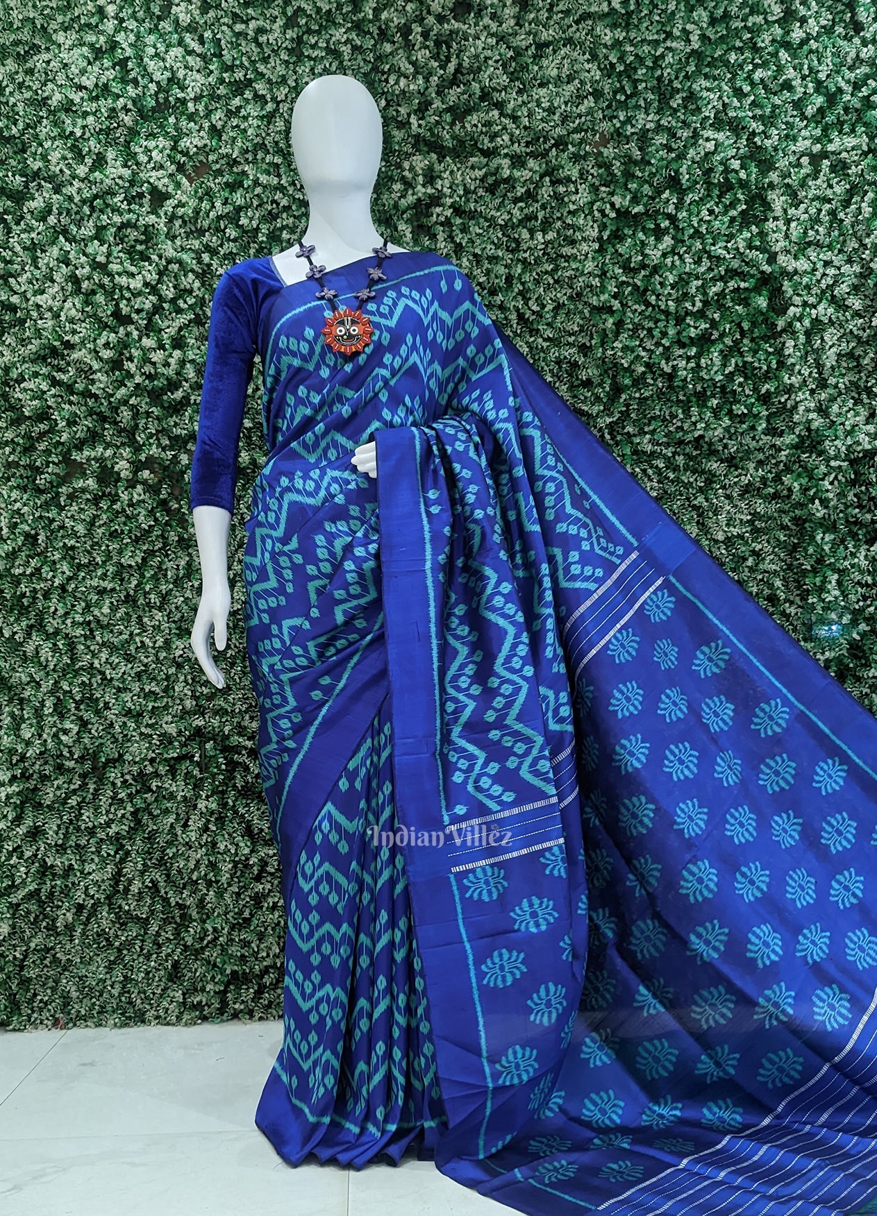 Royal Blue Waves Design Contemporary Designer Saree