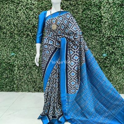 Peacock Blue with Black Pasapali Contemporary Silk Saree