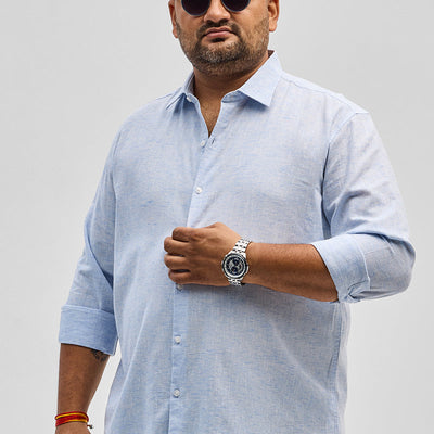 Light Blue Linen Blend Shirt