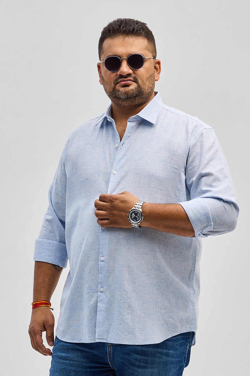 Light Blue Linen Blend Shirt
