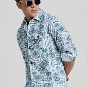 Green Geometric Corduroy Jacket