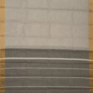 Grey Handloom Rasipuram Cotton Saree With Checks