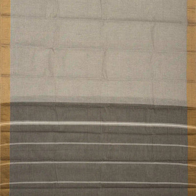 Grey Handloom Rasipuram Cotton Saree With Checks