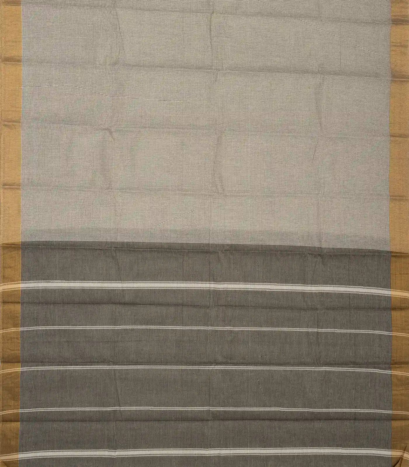 Grey Handloom Rasipuram Cotton Saree With Checks