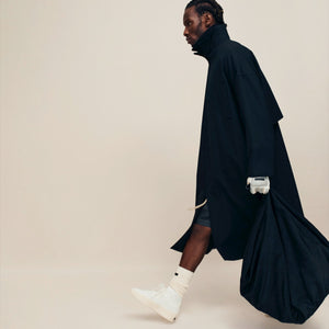 Wool Crepe High Neck Trench