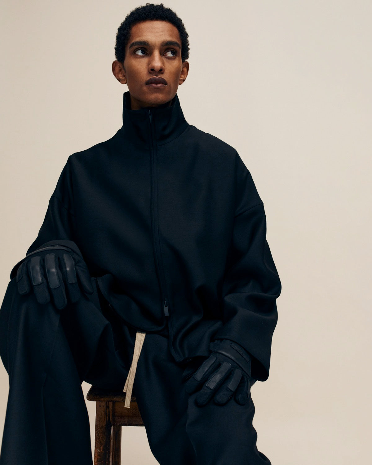 Wool Silk High Neck Jacket