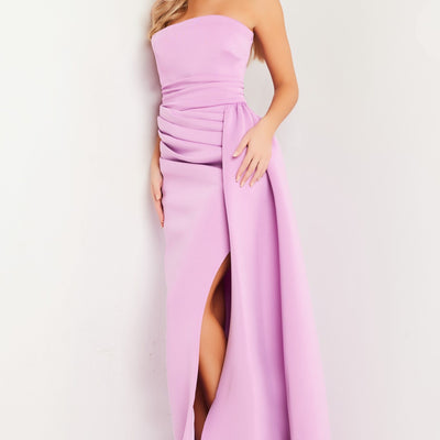 Scuba Fitted Strapless Slit Gown by Jovani 24012