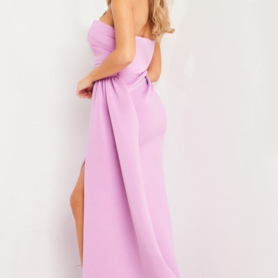 Scuba Fitted Strapless Slit Gown by Jovani 24012