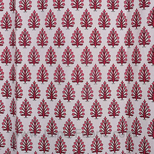 Magenta Pink Floral Geometric print Cotton Grommet Curtain