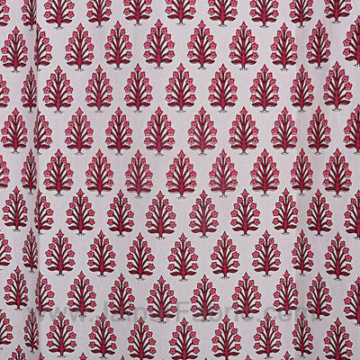 Magenta Pink Floral Geometric print Cotton Grommet Curtain