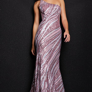 Sequin Fitted One Shoulder Gown by Jovani 24031