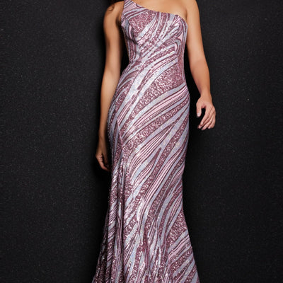 Sequin Fitted One Shoulder Gown by Jovani 24031
