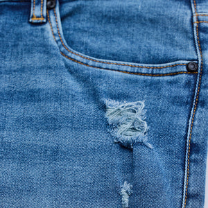 Blue Distressed Skinny Fit Jeans