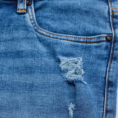 Blue Distressed Skinny Fit Jeans