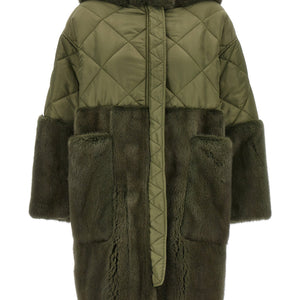 Blancha Nylon Diamond-visone Long Down Jacket