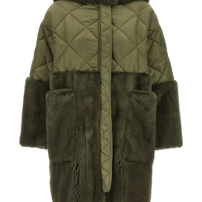Blancha Nylon Diamond-visone Long Down Jacket
