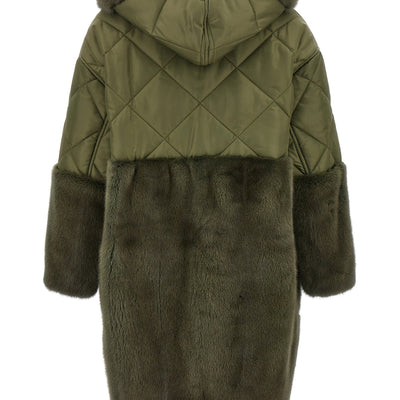 Blancha Nylon Diamond-visone Long Down Jacket