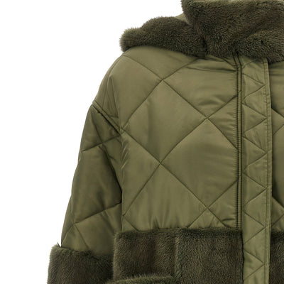 Blancha Nylon Diamond-visone Long Down Jacket