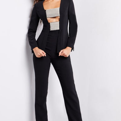 Jovani 24119 Beaded Long Metallic Formal Pant Suit