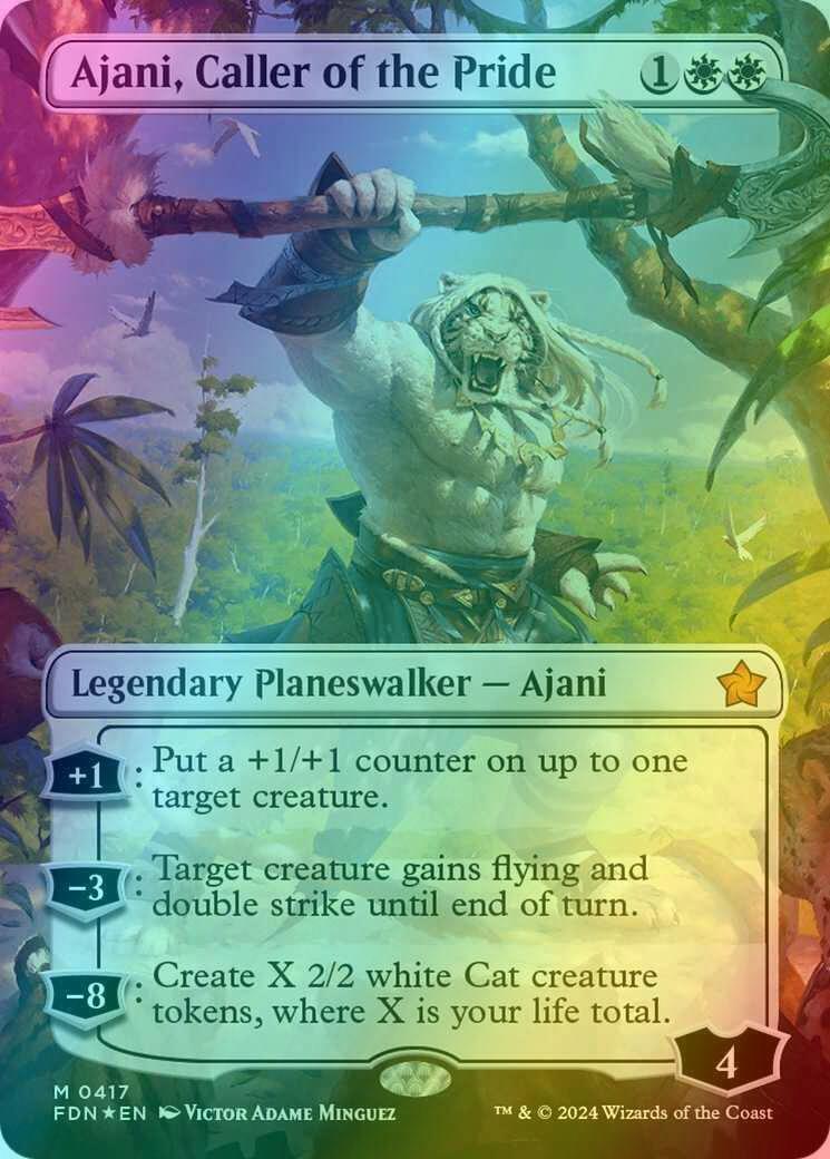 Ajani, Caller of the Pride [417] [Borderless] [Foundations] [Mana Foil]