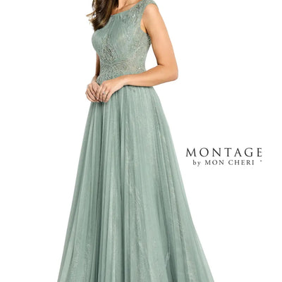 Montage M515 A Line Formal Long Beaded Lace Evening Dress