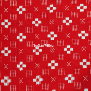 Red Pasapalli Motif Odisha Ikat Sambalpuri Silk Fabric
