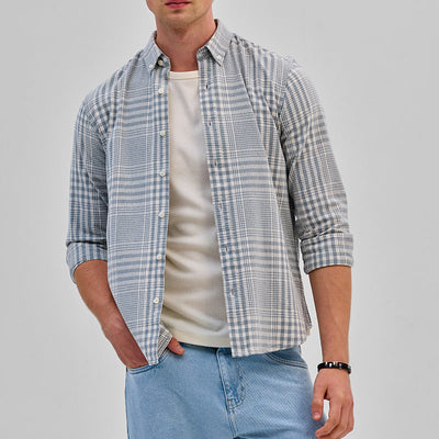 Light Blue Checks Slim Fit Shirt