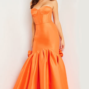 Satin Strapless Corset Mermaid Dress by Jovani 24613
