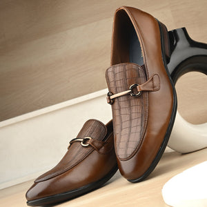 Egoss Platinum Printed Loafers For Men