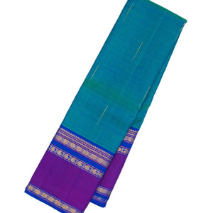 Cyan Handloom Kanchipuram Silk Saree With Rain Drop Buttas