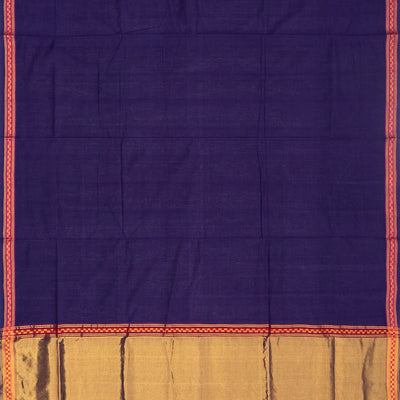 Violet Handloom Venkatagiri Cotton Saree With Border in a checkered pattern