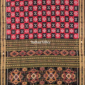 Black Red Body Pasapali Odisha Ikat Khandua Silk Saree