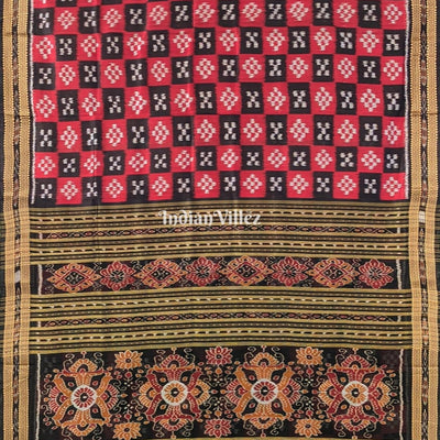 Black Red Body Pasapali Odisha Ikat Khandua Silk Saree