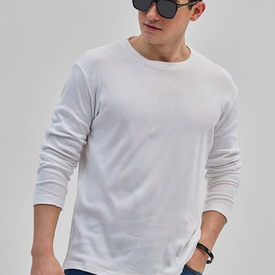White Textured Sweatshirt