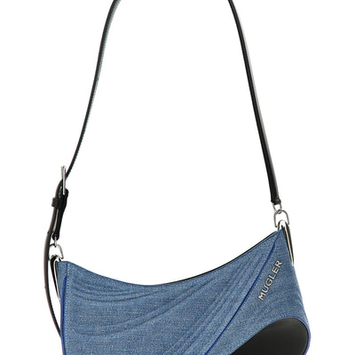 Mugler Medium Denim Spiral Curve 01 Shoulder Bag