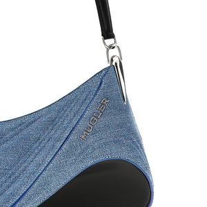 Mugler Medium Denim Spiral Curve 01 Shoulder Bag
