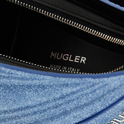 Mugler Medium Denim Spiral Curve 01 Shoulder Bag