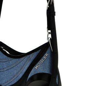 Mugler Small Denim Spiral Curve 01 Shoulder Bag