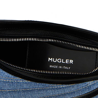 Mugler Small Denim Spiral Curve 01 Shoulder Bag