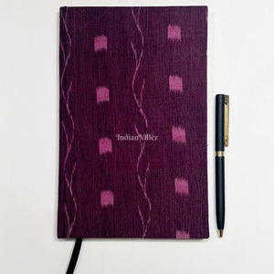 Wine Pink Handmade Ikat Woven Cotton Fabric Cover Diary