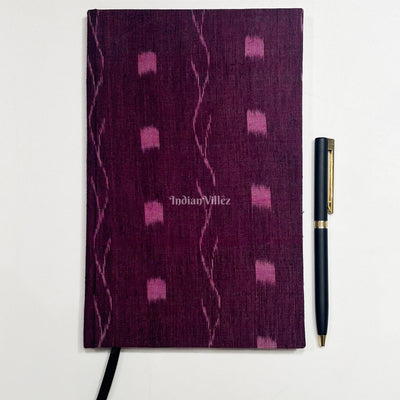 Wine Pink Handmade Ikat Woven Cotton Fabric Cover Diary