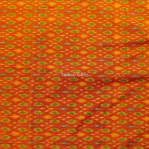 Orange Handwoven Pochampally Ikat Sico Fabric