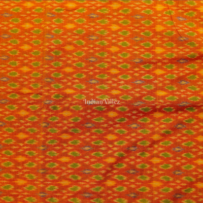 Orange Handwoven Pochampally Ikat Sico Fabric