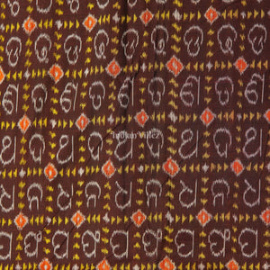 Deep Maroon Odia Barnamala Sambalpuri Cotton Fabric
