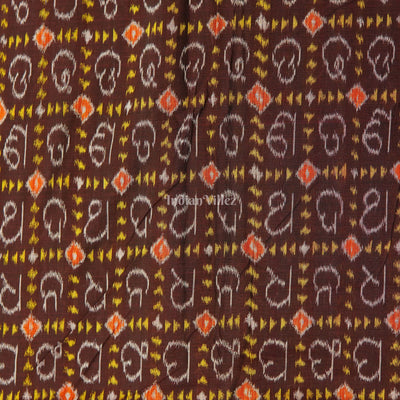 Deep Maroon Odia Barnamala Sambalpuri Cotton Fabric