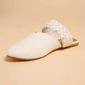 Bright White Braided Mules