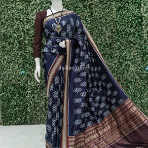 Berry Blue Dongria Border Contemporary Silk Saree