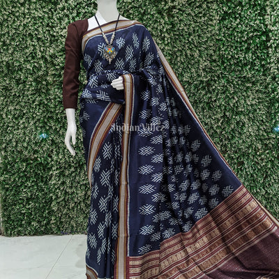 Berry Blue Dongria Border Contemporary Silk Saree