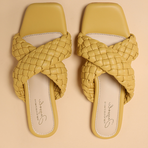 Blazing Yellow Braided Flats
