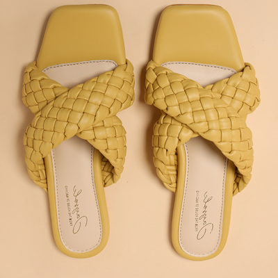 Blazing Yellow Braided Flats